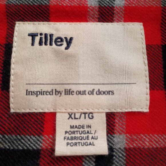 Tilley Plaid Flannel Long Sleeve Button-down Shirt Red Black Gray Men’s Size XL - Picture 3 of 13